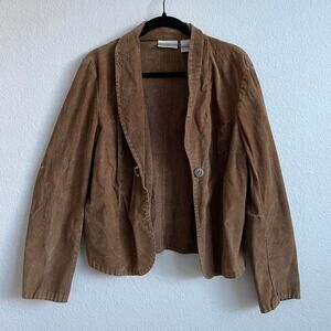 Brown leather jacker with button